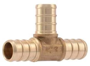 1/2 in Brass PEX Barb Crimp Tee Lead-Free DZR