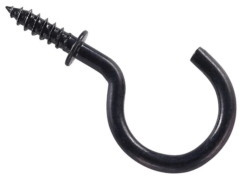 1 in Black Steel Cup Hook for Hanging