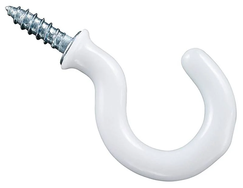 1 in White Vinyl-Coated Steel Cup Hook, 10 lb Working Load