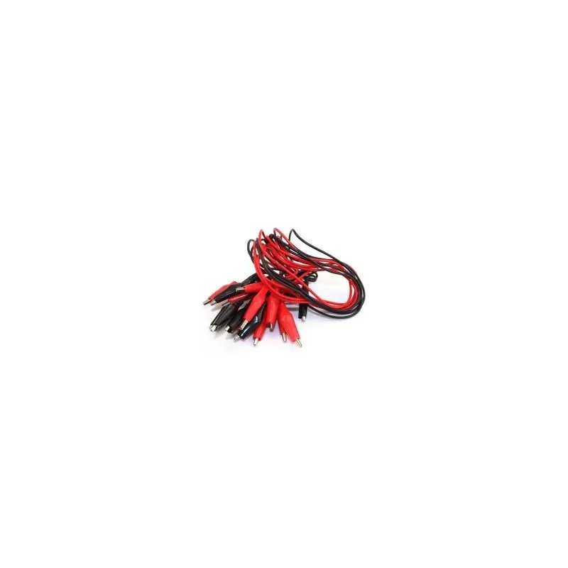 10 WIRE RED / BLACK BOOTED ALLIGATOR CLIPS JUMPERS ALLIGATOR SET