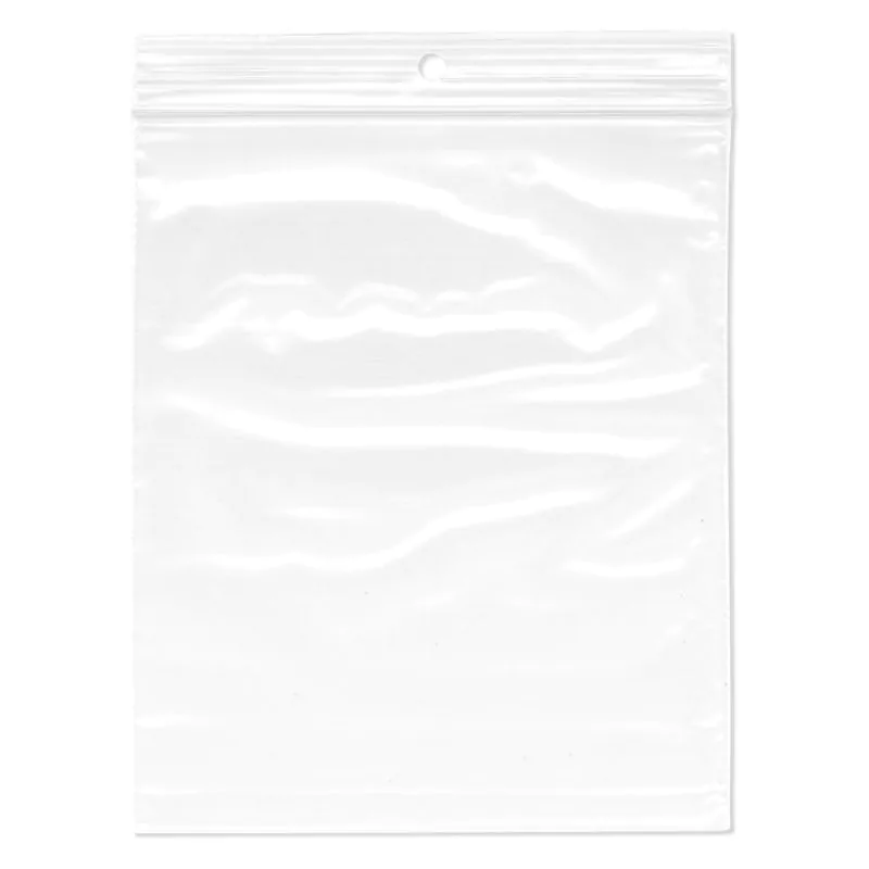 100 PACK 3 X 4 INCH HANG HOLE ZIP LOCK PLASTIC BAGS