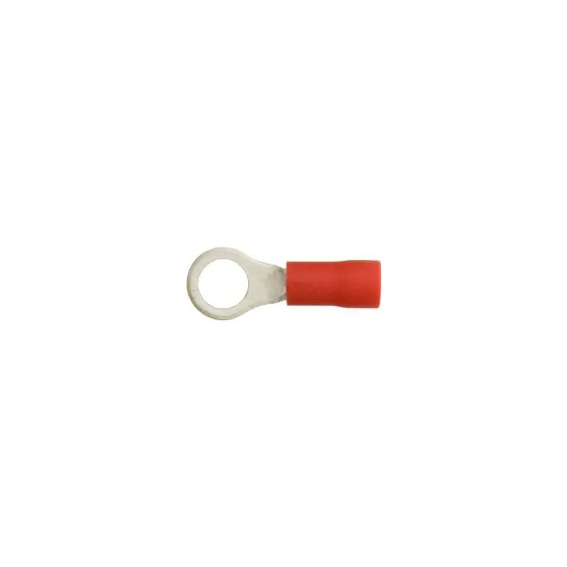100PK Rings:22-16 AWG,Stud #8,vinyl,red