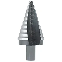 TiN Step Drill Bit 1/4-1-3/8 in, 1/2 in Hex Shank, Self-Starting