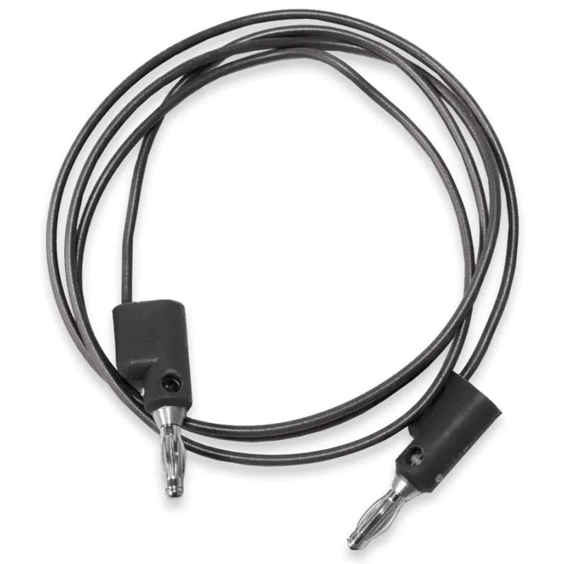 12 Inch Black test lead with stackable single banana plugs on both ends