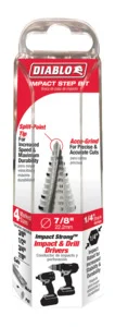 12-Step Step Drill Bit 7/8 in Max with 1/4 in Hex Shank