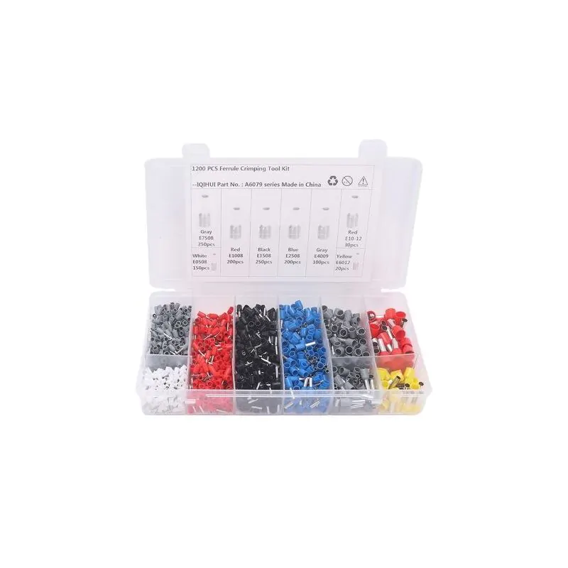 1200pc Ferrule Crimp Pin End Terminal Kit for Terminal Blocks Phoenix Connectors
