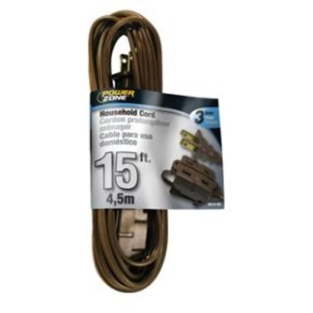 16/2, 12' EXTENSION CORD, 3 OUTLET- BROWN