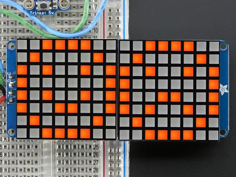 16x8 1.2" LED Matrix + Backpack - Ultra Bright Square Amber LEDs