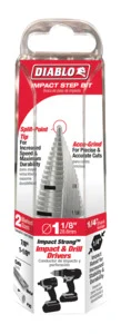 17-Step Step Drill Bit 1-1/8 in Max Dual Flute 1/4 in Hex Shank
