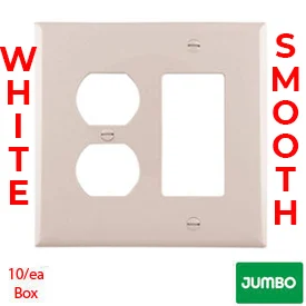 2-Gang White Jumbo Metal GFCI/Decorator Wall Plate