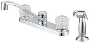 2-Handle Kitchen Faucet w/ Side Spray, Chrome, 8 in Centers