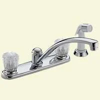 2-Handle Kitchen Faucet with Side Spray, Chrome, 8 in Swing Spout