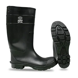 2KS3961-10 PVC Steel Toe Work Boots, Black, Size 10