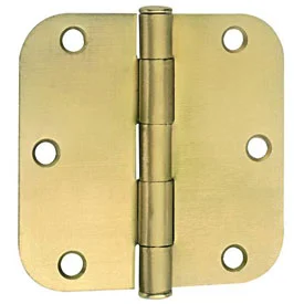 3-1/2" Butt Hinge - Bright Brass (US3) 5/8" Radius Corners (1 Pair)