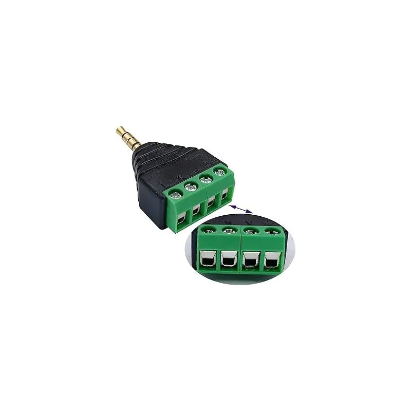 3.5mm 4 Conductor Plug / Male to Screw Terminals