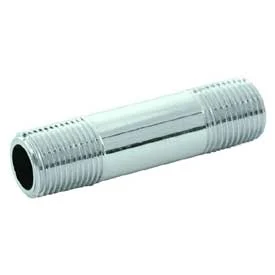 3/8" x 6" Chrome Plated Brass Pipe Nipple - MPT