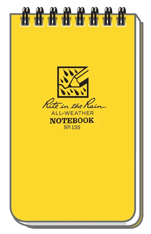 3 x 5 Pocket Notebook Top Spiral Yellow Cover 50 Sheets