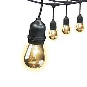 30 ft Incandescent String Light Set, Clear Bulbs, Connectable