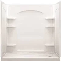 30 in Curved Shower End Wall Set, White Vikrell