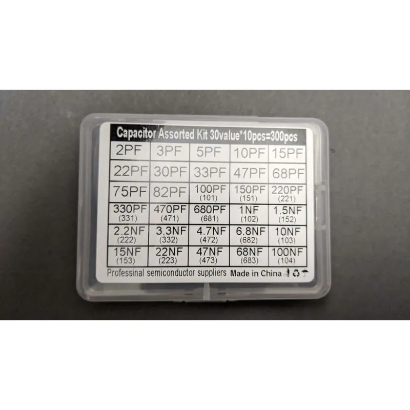 300pc 30 Different Values 2pF-0.1uF Ceramic Disc Capacitor Kit