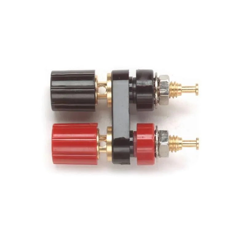 3016 Double / Dual Miniature Binding Post, Gold-Plated, Red and Black on Black W21
