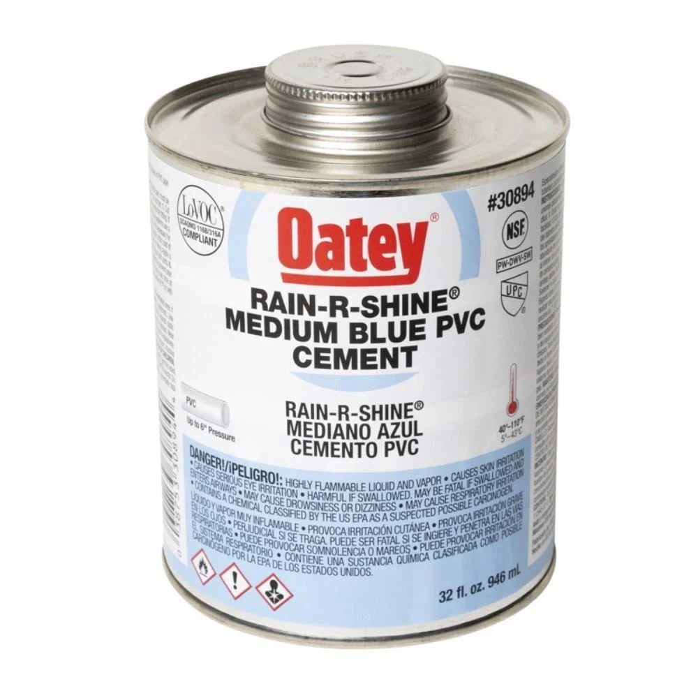 30894 OATEY PVC Rain-R-Shine Blue Cement, 32 oz.