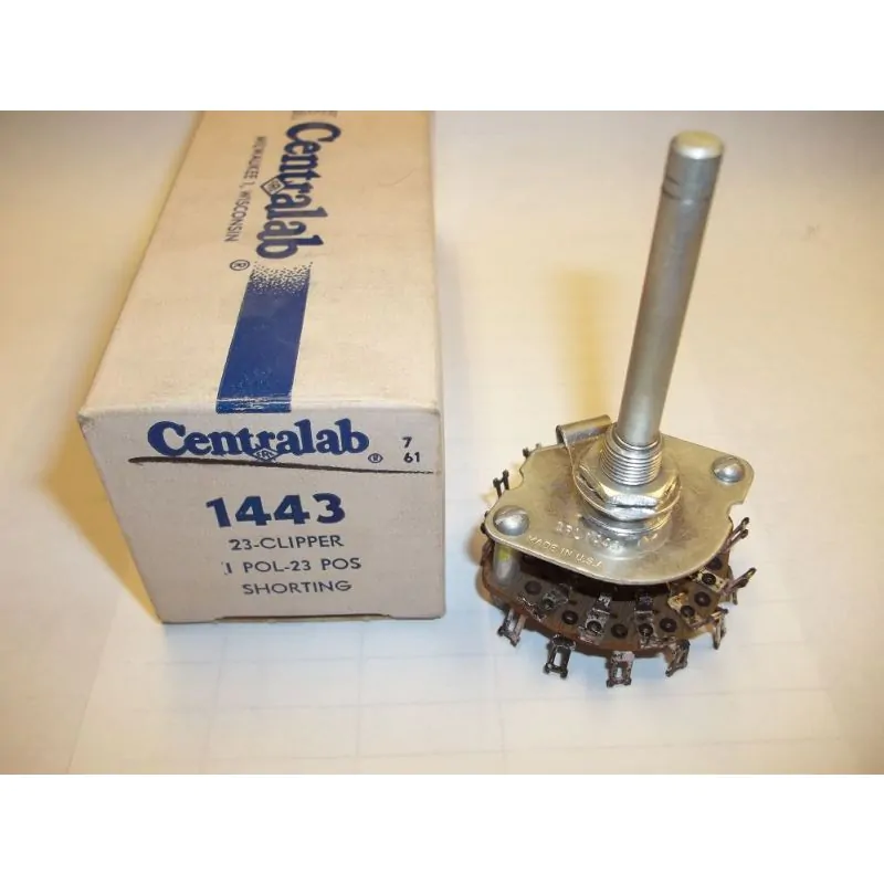 38452 1 POLE 23 POS CENTRALAB 1443 MAKE BEFORE BREAK ROTARY SWITCH