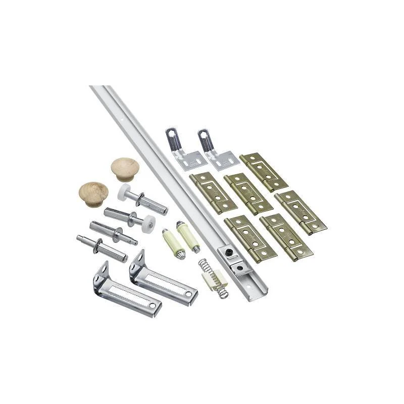 391D Bi-Fold Folding Door Hardware Set 60 in White Steel Surface Mount