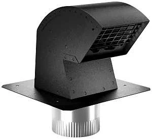 4 in Black Steel Roof Vent Cap with Backdraft Damper and Screen