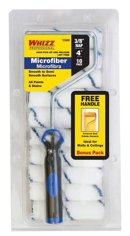 4 in Microfiber Mini Roller Cover, 3/8 in Nap for Smooth Surfaces