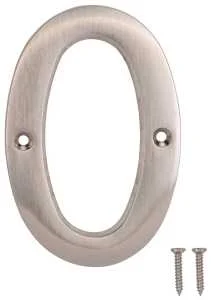4 in Satin Nickel House Number 0, Zinc