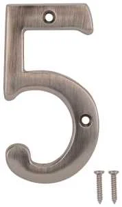 4 in Satin Nickel House Number 5, Zinc