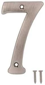 4 in Satin Nickel House Number 7, Zinc