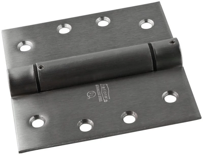 4 in Stainless Steel Spring Door Hinge, Square Corner, Adjustable Close