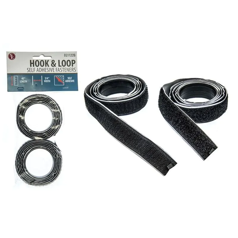 40 inch x 3/4 inch Black Self Adhesive Hook & Loop Fastener