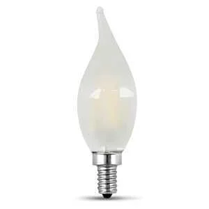 40W LED Flame Tip Bulb 2700K Frosted Dimmable E12 Candelabra Base