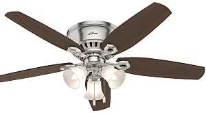 52 in Low-Profile Ceiling Fan with Light Kit, Brushed Nickel, 5-Blade