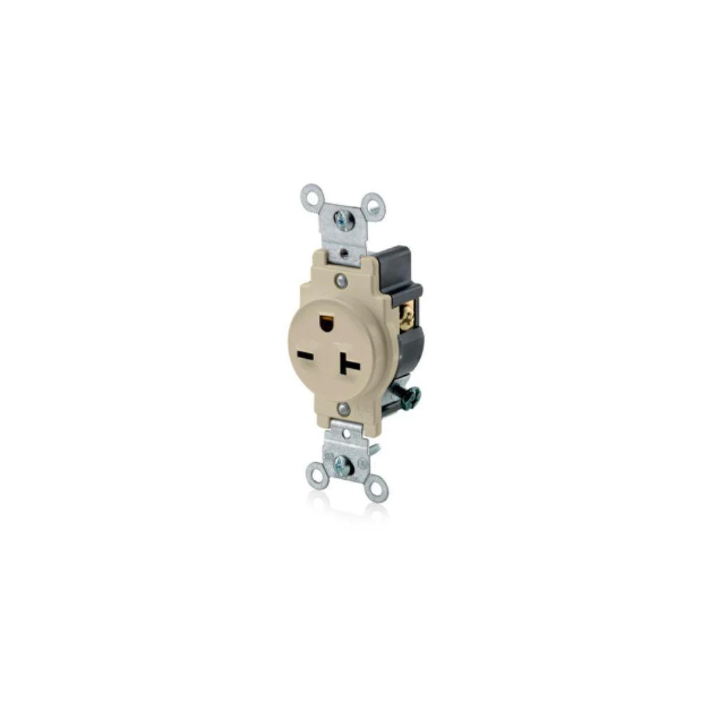 5821-I Leviton Single Receptacle, 20 Amp, 250 Volt - Ivory