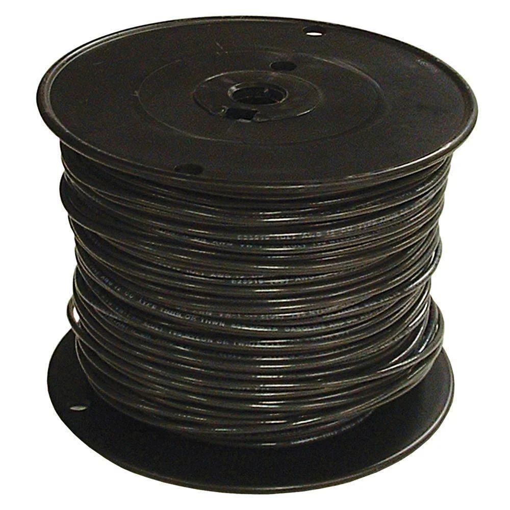 6 GA. STRANDED COPPER BLACK THHN WIRE (500FT COIL)