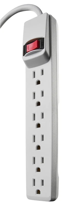 6-Outlet Power Strip w/ Lighted Switch, 4 ft Cord, White