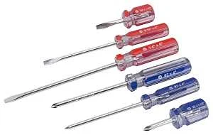 6-Piece Screwdriver Set with Rack, Transparent Handles