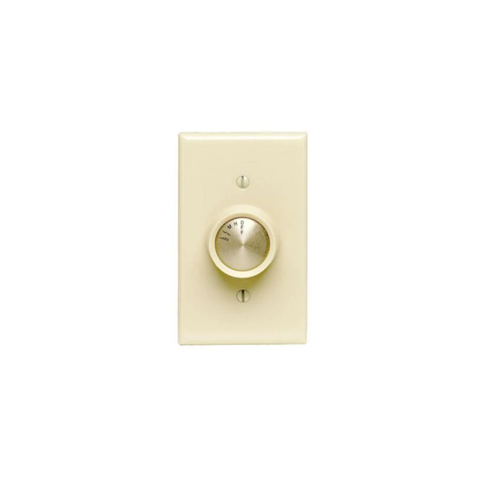 6639-IW Leviton 1.5 Amp, 120 Volt AC 60Hz, Single-Pole, Trimatron Quiet Step Electro-Mechanical, Rotary Fan Speed Control - White knob assembled