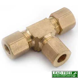 750064-10 5/8 Brass Compression Union Tee, Lead-Free