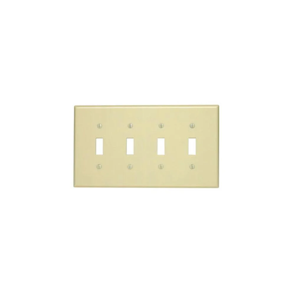 80512-I Leviton 4-Gang Toggle Device Switch Wallplate, Midway Size, Thermoset, Device Mount - Ivory