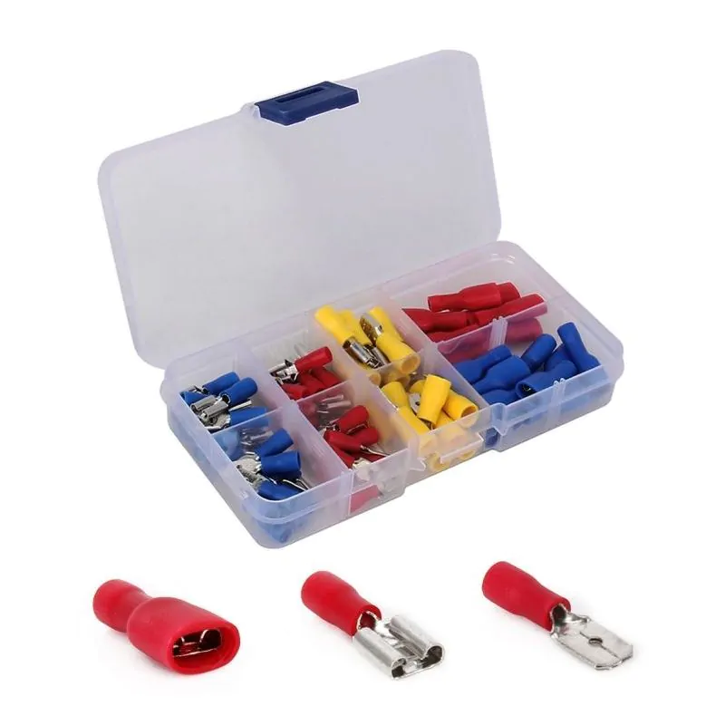80PC Solderless Insulated Quick Slide Terminals Crimp Connectors Assortment Kit