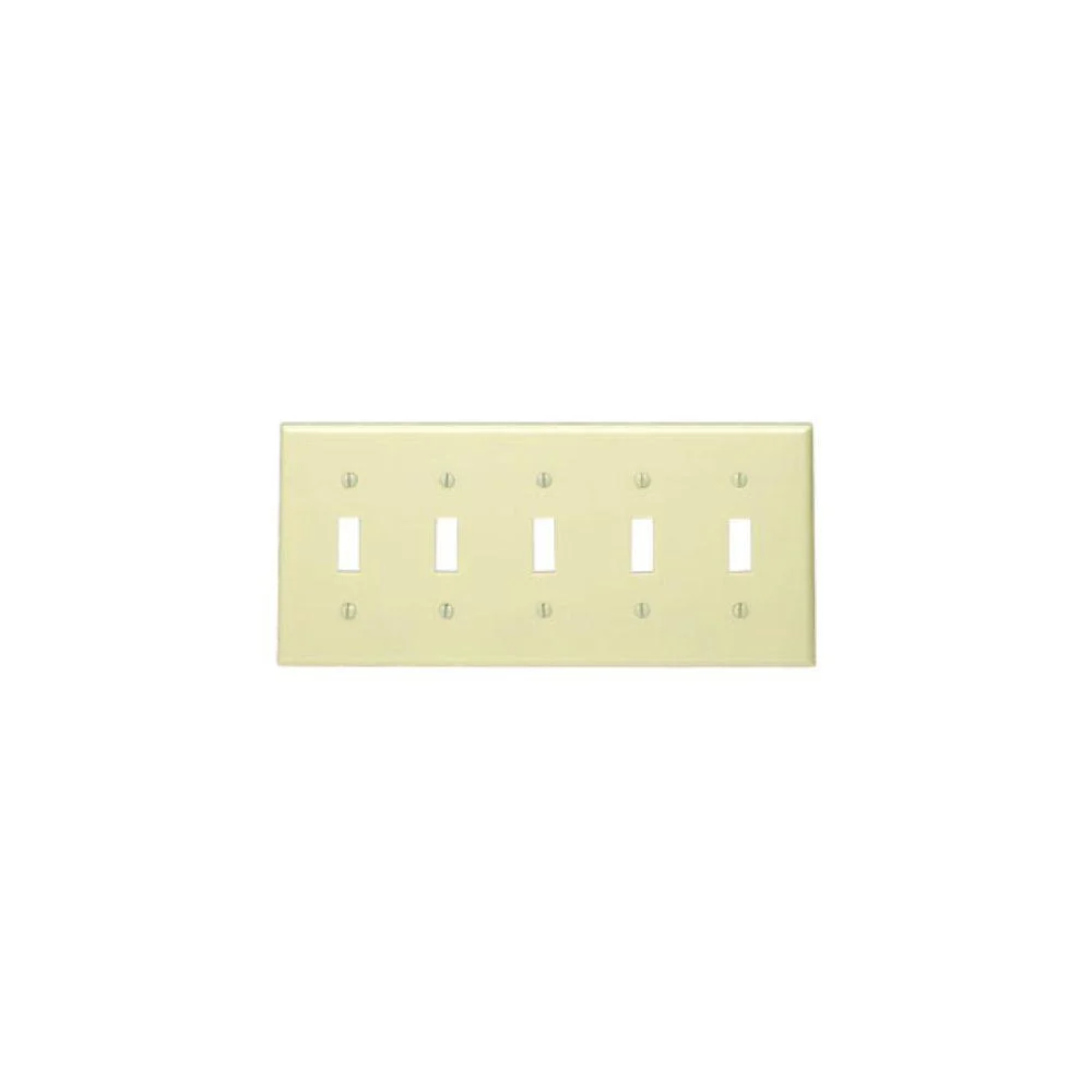 86023 Leviton 5-Gang Toggle Device Switch Wallplate, Standard Size, Thermoset, Device Mount - Ivory