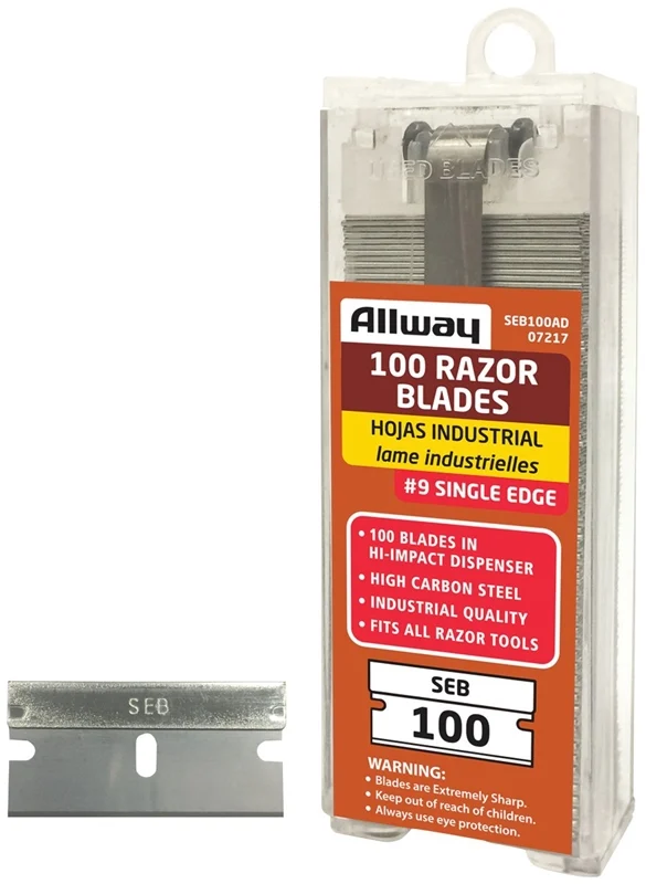 #9 Single Edge Razor Blades with Dispenser, 100 Pack