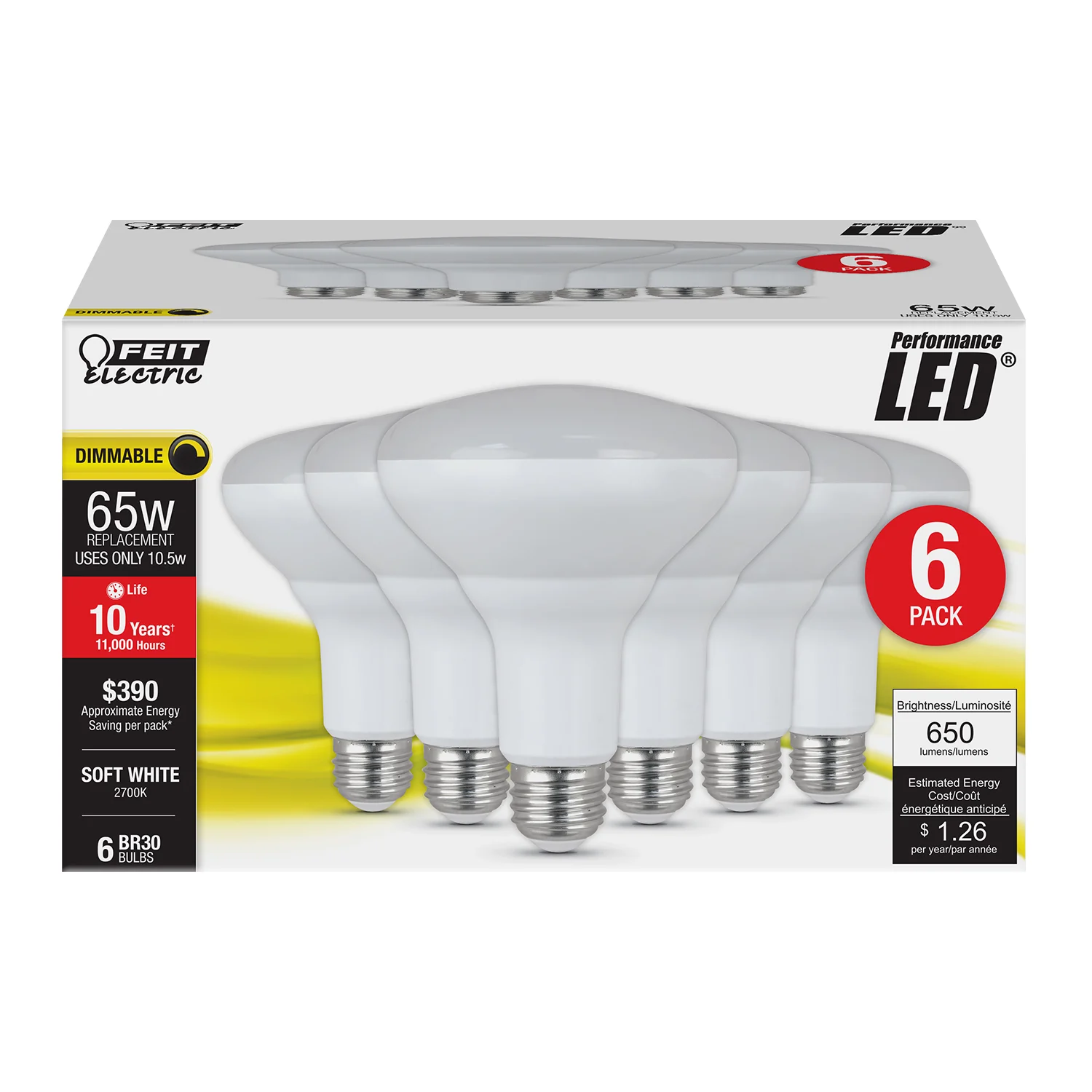 BR30 Dimmable LED Bulb 65W Equivalent Soft White 2700K E26 650 lm