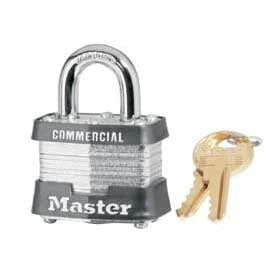 Master Lock #3 Keyed Alike Padlock (Key #0536), 1-9/16 in Laminated Steel Body, Hardened Steel Shackle