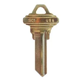 Kaba Ilco SC1-BR 5-Pin Schlage SC1 Key Blank - Brass (50/Box)